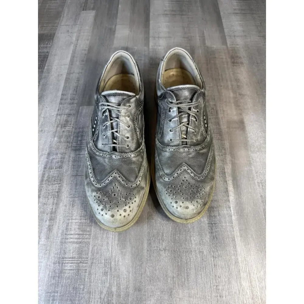 Ecco Tour Hybrid Wingtip Golf Shoes Men 43 EU 9-9.5 US Silver Leather Hydromax‎
